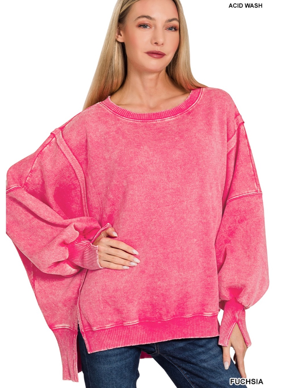 ZF59–🤎🩷🧡 (17 COLORS) ZENANA “CAMDENS” OVERSIZED CREWNECK - Picture 9 of 16